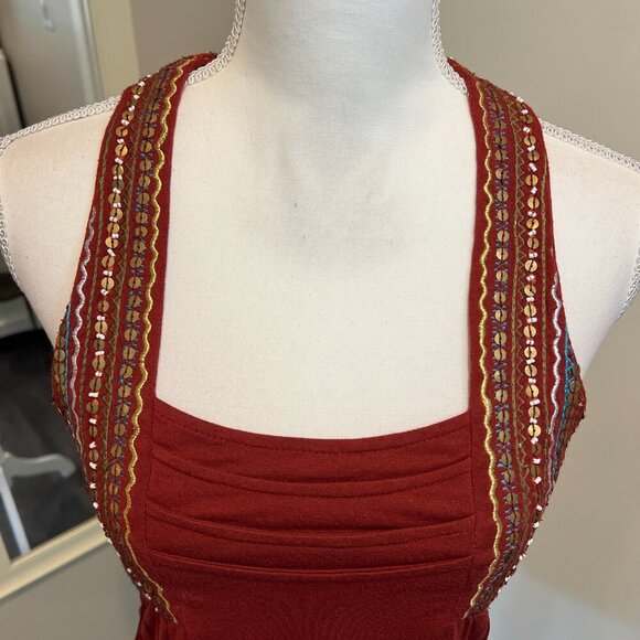 Boston Proper Rust Embroidered Sequined Racerback Tank Top, Size XS - Picture 2 of 13